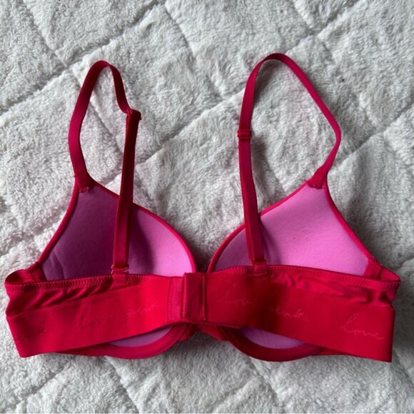 Victoria's Secret PINK | Red Script Wear Everywhere Push Up Bra | Size 34A - Picture 5 of 13